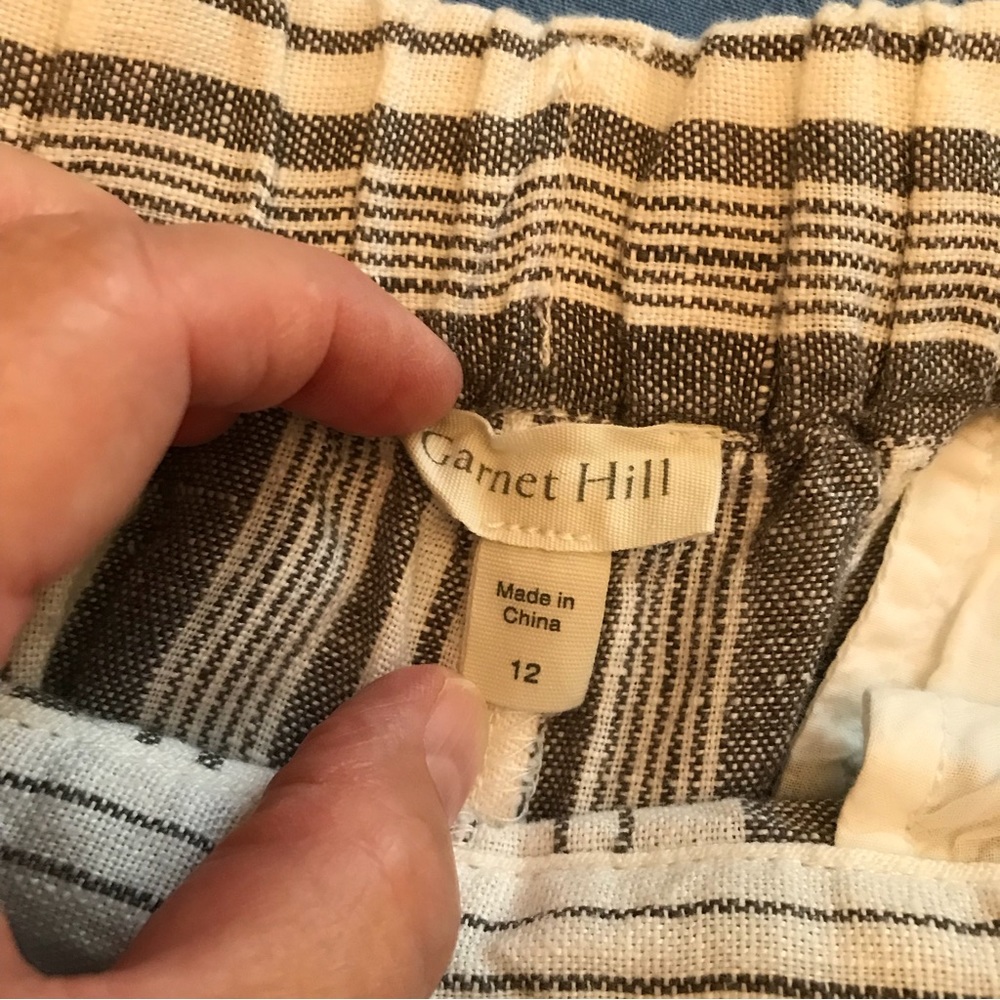 Garnet Hill Striped Pants, Size 12, Grey & White - Picture 3 of 5